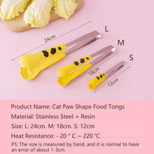 Load image into Gallery viewer, Japanese Cat Paw Shape Food Tongs 3 Sizes Anti Heat Bread Clip Meal Tong Cute Cartoon Stainless Steel Barbecue Tongs Sandwich Baking Clip Kitchen Gadgets
