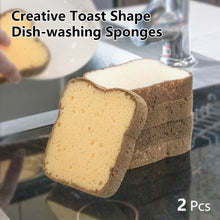 Load image into Gallery viewer, 2 pcs Creative Toast Bread Shape Dish-washing Sponges Washable Scrubber Tools for Pots Dishes Kitchen Accessories Household Cleaning Gadget

