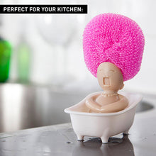 Load image into Gallery viewer, Cute Kitchen Clean Brush Holder Sink Scouring Pad Dish Scrubber Storage Rack People Shape Dish Washing Sponge Ball Box Kitchen Accessories
