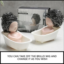 Load image into Gallery viewer, Cute Kitchen Clean Brush Holder Sink Scouring Pad Dish Scrubber Storage Rack People Shape Dish Washing Sponge Ball Box Kitchen Accessories
