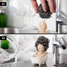 Load image into Gallery viewer, Cute Kitchen Clean Brush Holder Sink Scouring Pad Dish Scrubber Storage Rack People Shape Dish Washing Sponge Ball Box Kitchen Accessories
