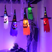 Load image into Gallery viewer, Halloween LED Flashing Light Hanging Ghost Halloween Party Dress Up Glowing Wizard Hat Lamp Horror Props Home Bar Decoration
