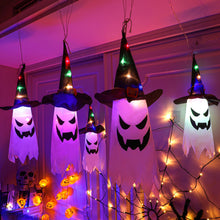 Load image into Gallery viewer, Halloween LED Flashing Light Hanging Ghost Halloween Party Dress Up Glowing Wizard Hat Lamp Horror Props Home Bar Decoration
