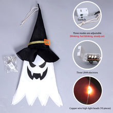 Load image into Gallery viewer, Halloween LED Flashing Light Hanging Ghost Halloween Party Dress Up Glowing Wizard Hat Lamp Horror Props Home Bar Decoration
