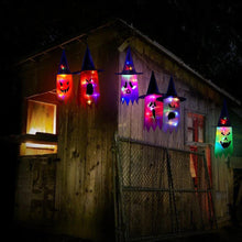 Load image into Gallery viewer, Halloween LED Flashing Light Hanging Ghost Halloween Party Dress Up Glowing Wizard Hat Lamp Horror Props Home Bar Decoration
