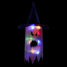 Load image into Gallery viewer, Halloween LED Flashing Light Hanging Ghost Halloween Party Dress Up Glowing Wizard Hat Lamp Horror Props Home Bar Decoration
