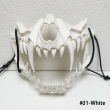 Load image into Gallery viewer, Japanese Dragon God Mask Halloween Werewolf Mask Skull Scary Half Face Mask Masquerade Ball Party Cosplay Props

