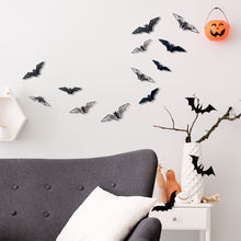 Load image into Gallery viewer, Black Bat 3D Wall Stickers Halloween Party DIY Horror Bats Decorative Wall Decal Removable Sticker Home Decor
