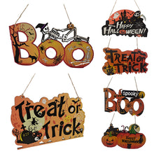 Load image into Gallery viewer, Halloween Wooden Ornament Spider Pumpkin Ghost Wood Door Hanging Signs Pendant Halloween Party Decorations for Home DIY Crafts
