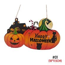 Load image into Gallery viewer, Halloween Wooden Ornament Spider Pumpkin Ghost Wood Door Hanging Signs Pendant Halloween Party Decorations for Home DIY Crafts
