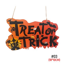 Load image into Gallery viewer, Halloween Wooden Ornament Spider Pumpkin Ghost Wood Door Hanging Signs Pendant Halloween Party Decorations for Home DIY Crafts
