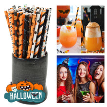 Load image into Gallery viewer, 25pcs/pack Halloween Straws Skeletons Pumpkins Straw Halloween Party Decoration Festival Supplies For Bar Bar Restaurant
