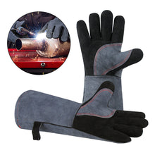 Load image into Gallery viewer, Cow Welding Gloves Thick Split Leather Kitchen Stove Heat Puncture Resistant BBQ Glove For Welder works with Palm Welders
