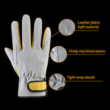 Load image into Gallery viewer, 1Pair Men Work Gloves Soft Cowhide Driver Hunting Driving Farm Garden Welding Security Protection Safety Workers Mechanic Gloves
