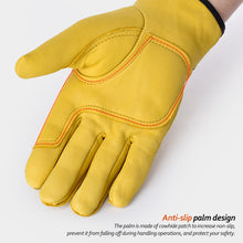 Load image into Gallery viewer, Wear-Resistant Cowhide Work Gloves Leather Workers Work Welding Safety Protection For Garden Sports Motorcycle Driver Gloves
