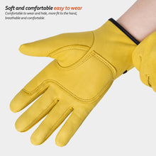Load image into Gallery viewer, Wear-Resistant Cowhide Work Gloves Leather Workers Work Welding Safety Protection For Garden Sports Motorcycle Driver Gloves

