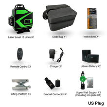 Load image into Gallery viewer, 16 Lines 4D Laser Level Self-Leveling 360 Horizontal And Vertical Super Powerful Green Line Laser Level Green Beam Laser Level
