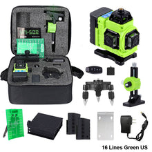 Load image into Gallery viewer, 4D 16 Lines Laser Level Self-Leveling 360 Horizontal And Vertical Omnidirectional Green Line Laser Level Ground Wall Home Improvement Tool
