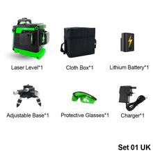 Load image into Gallery viewer, 12 Lines 3D Laser Level Self-Leveling 360 Horizontal and Vertical Cross With 1.2M Tripod Super Powerful Green Laser Beam Lines
