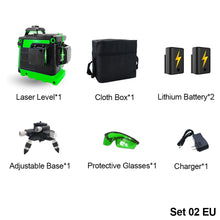 Load image into Gallery viewer, 12 Lines 3D Laser Level Self-Leveling 360 Horizontal and Vertical Cross With 1.2M Tripod Super Powerful Green Laser Beam Lines
