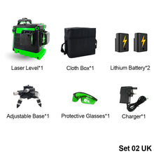 Load image into Gallery viewer, 12 Lines 3D Laser Level Self-Leveling 360 Horizontal and Vertical Cross With 1.2M Tripod Super Powerful Green Laser Beam Lines
