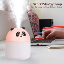 Load image into Gallery viewer, 250ml Cute Panda Mini Air Humidifier with Night Light Essential Oil Diffuser USB Mist Maker Car Air Freshener for Bedroom Office
