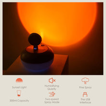 Load image into Gallery viewer, 300ml Sunset Lamp Air Humidifier Mini Humidifier USB Aroma Essential Oil Diffuser Skin Moisturiser Photograph Props for Home Car Mini Water Diffuser
