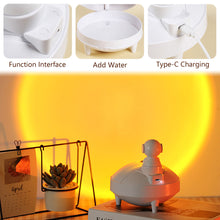 Load image into Gallery viewer, 290ml Romantic Astronaut Sunset Lamp Wireless Air Humidifier USB Rechargeable 1200mAh Battery Powered Water Diffuser for Home Studio
