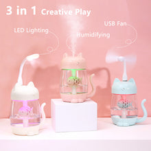 Load image into Gallery viewer, 350ml Cartoon Cat Air Humidifier LED Light 4h Automatic Power Off Ultra-Quiet USB Humidifier For Kids Nursery Home Office Car
