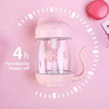 Load image into Gallery viewer, 350ml Cartoon Cat Air Humidifier LED Light 4h Automatic Power Off Ultra-Quiet USB Humidifier For Kids Nursery Home Office Car
