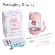 Load image into Gallery viewer, 350ml Cartoon Cat Air Humidifier LED Light 4h Automatic Power Off Ultra-Quiet USB Humidifier For Kids Nursery Home Office Car

