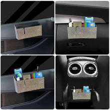Load image into Gallery viewer, Diamond Car Storage Box Double Storage Bag Organizer Paste PVC Storage Daily Necessities Bling Accessories Woman
