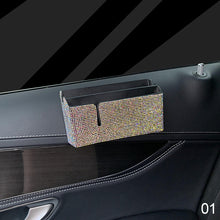Load image into Gallery viewer, Diamond Car Storage Box Double Storage Bag Organizer Paste PVC Storage Daily Necessities Bling Accessories Woman
