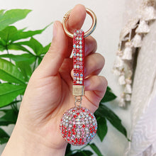 Load image into Gallery viewer, Leather Strap Strass Rhinestone Crystal Ball Car Keychain Charm Pendant Key Ring For Women Girl

