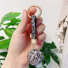 Load image into Gallery viewer, Leather Strap Strass Rhinestone Crystal Ball Car Keychain Charm Pendant Key Ring For Women Girl
