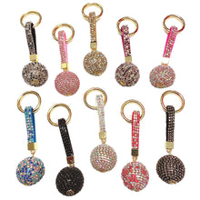 Load image into Gallery viewer, Leather Strap Strass Rhinestone Crystal Ball Car Keychain Charm Pendant Key Ring For Women Girl
