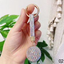 Load image into Gallery viewer, Leather Strap Strass Rhinestone Crystal Ball Car Keychain Charm Pendant Key Ring For Women Girl
