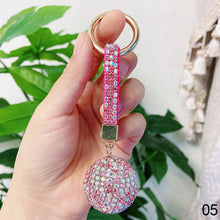 Load image into Gallery viewer, Leather Strap Strass Rhinestone Crystal Ball Car Keychain Charm Pendant Key Ring For Women Girl
