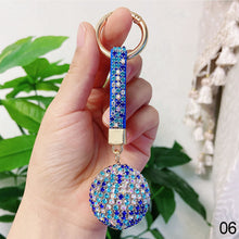 Load image into Gallery viewer, Leather Strap Strass Rhinestone Crystal Ball Car Keychain Charm Pendant Key Ring For Women Girl
