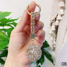 Load image into Gallery viewer, Leather Strap Strass Rhinestone Crystal Ball Car Keychain Charm Pendant Key Ring For Women Girl
