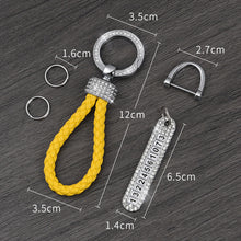 Load image into Gallery viewer, Car Key Ring Chain Holder Leather Keychain Crystal Anti-lost Luxury Gold Silver Buckle Women Phone Number Tag Keyfob
