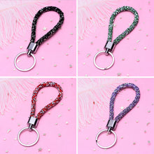 Load image into Gallery viewer, Car Keychain Colorful Sparkling Crystal PU Leather Rope For Couples Women Girl Bag Accessories Gift Keyring
