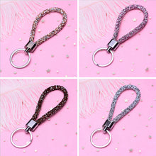 Load image into Gallery viewer, Car Keychain Colorful Sparkling Crystal PU Leather Rope For Couples Women Girl Bag Accessories Gift Keyring
