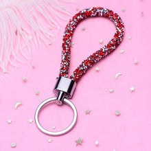 Load image into Gallery viewer, Car Keychain Colorful Sparkling Crystal PU Leather Rope For Couples Women Girl Bag Accessories Gift Keyring
