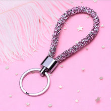 Load image into Gallery viewer, Car Keychain Colorful Sparkling Crystal PU Leather Rope For Couples Women Girl Bag Accessories Gift Keyring
