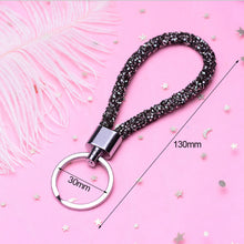 Load image into Gallery viewer, Car Keychain Colorful Sparkling Crystal PU Leather Rope For Couples Women Girl Bag Accessories Gift Keyring
