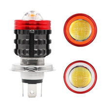 Load image into Gallery viewer, H4 BA20D Motorcycle Angel Eye LED Headlight H6 Scooter Motorbike Dual Colors Light Bulb DRL 12V-80V
