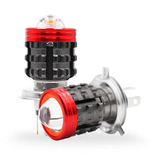 Load image into Gallery viewer, H4 BA20D Motorcycle Angel Eye LED Headlight H6 Scooter Motorbike Dual Colors Light Bulb DRL 12V-80V
