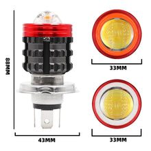 Load image into Gallery viewer, H4 BA20D Motorcycle Angel Eye LED Headlight H6 Scooter Motorbike Dual Colors Light Bulb DRL 12V-80V
