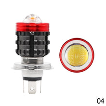 Load image into Gallery viewer, H4 BA20D Motorcycle Angel Eye LED Headlight H6 Scooter Motorbike Dual Colors Light Bulb DRL 12V-80V
